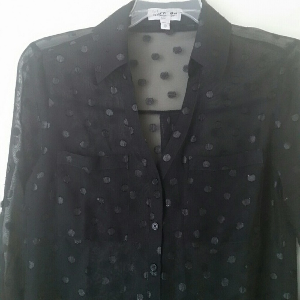 Express Portofino button down shirt black sheer - Picture 7 of 8
